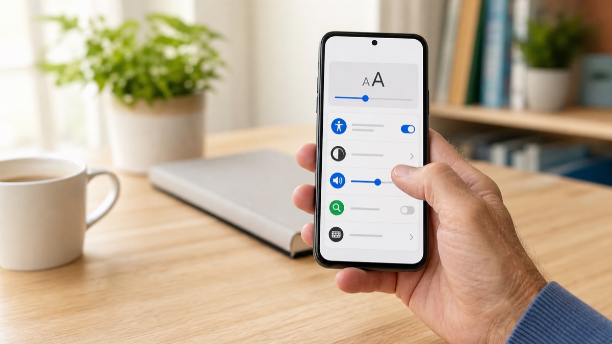 A smartphone with clear, easy to use accessibility settings